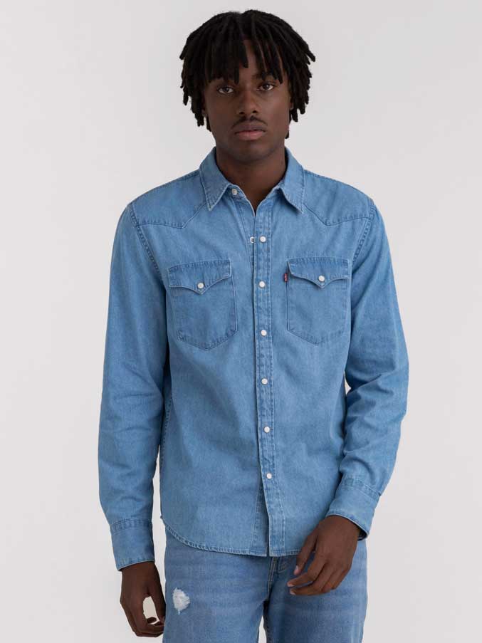 Camisa Levi S Western Denim Para Hombre